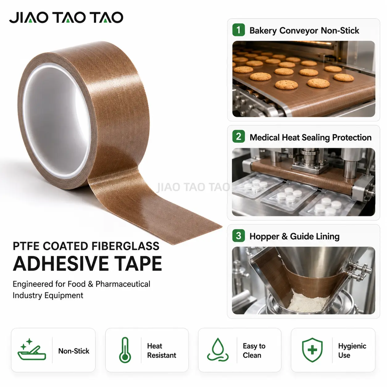 PTFE coated fiberglass adhesive tape material structure with PTFE coating fiberglass cloth and silicone adhesive